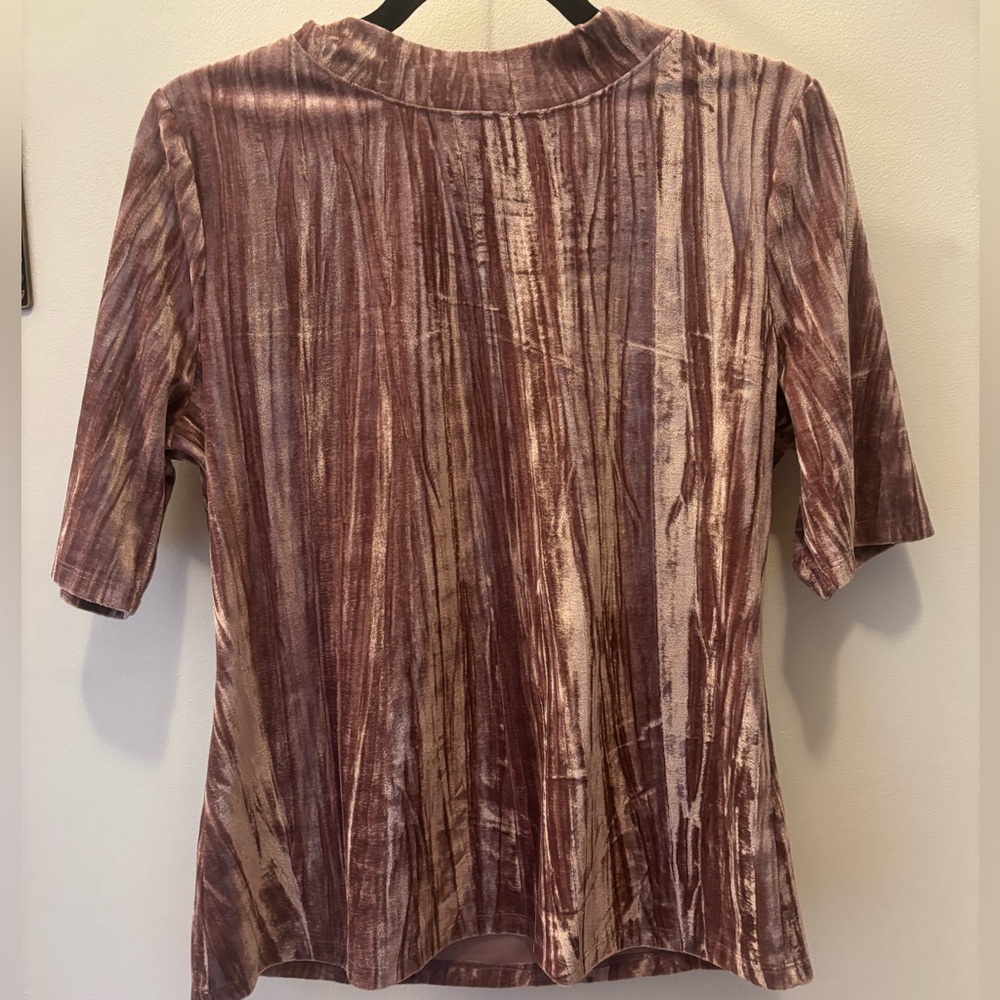 Pilcro Velvet Short Sleeve Top in Mauve